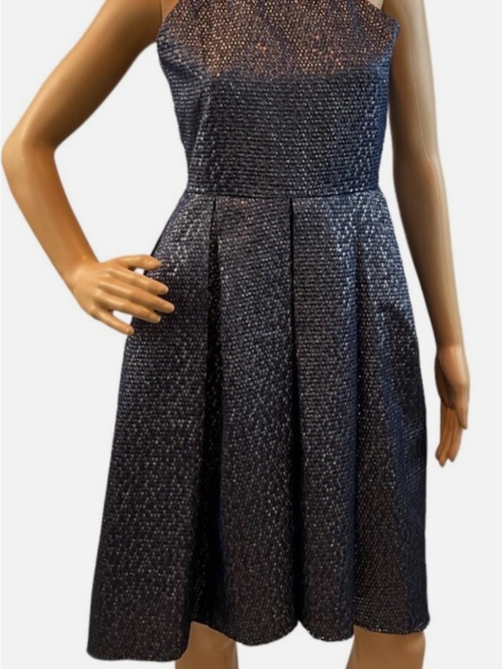 Rare Editions Navy Blue Sparkle Halter Dress - Picture 4 of 8